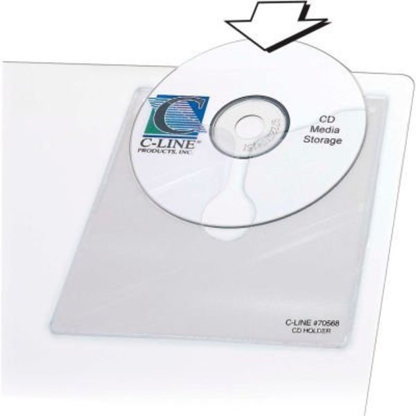 C-Line Products C-Line Products Self-Adhesive CD Holder, 5-1/3in x 5-2/3in, 10 Holders/Pack, 5 Packs/Set 70568-BX
